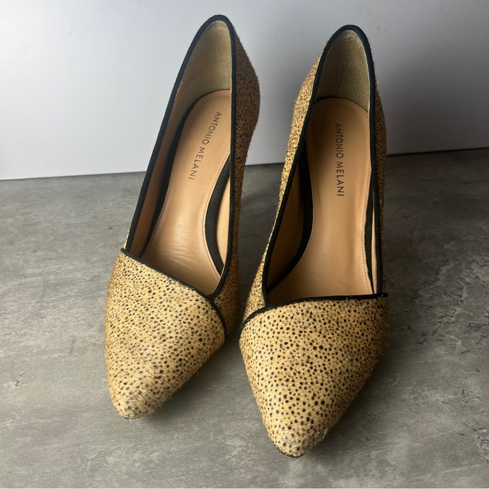 ANTONIO MELANI Clarete Pumps Tan Black Animal Print